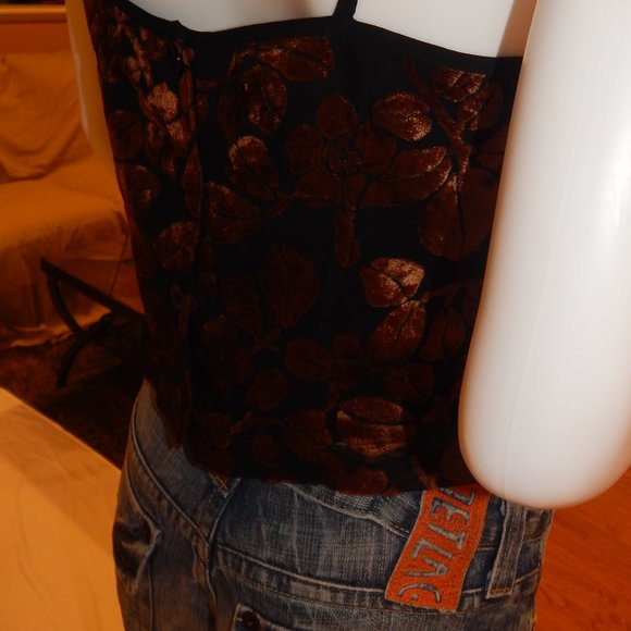 Tena Rae Custom- copper/black SILK/VELVET CAMI - Picture 8 of 10
